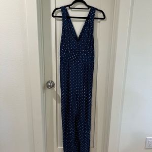 Madewell Polka Dot V Back Wide Leg Jumpsuit